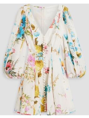 Zimmermann | Dresses | Nwt Zimmermann Blue Rhythm Glitter Star Printed Tulle  Silk Tie Neck Dress Sz 4 | Poshmark